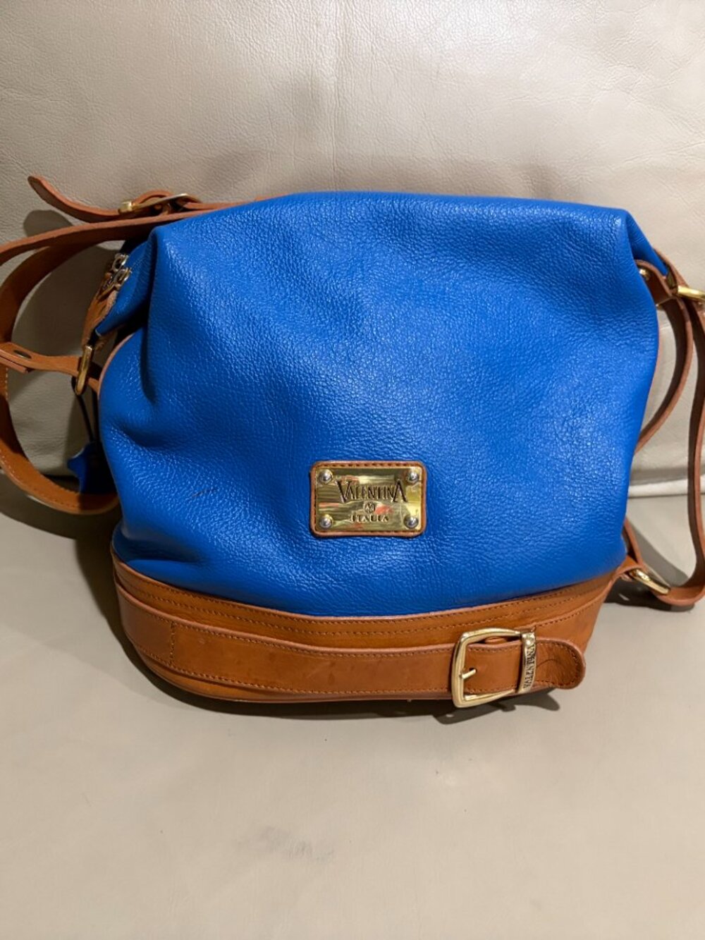 Valentina Italia blue leather bucket bag (Preowned)